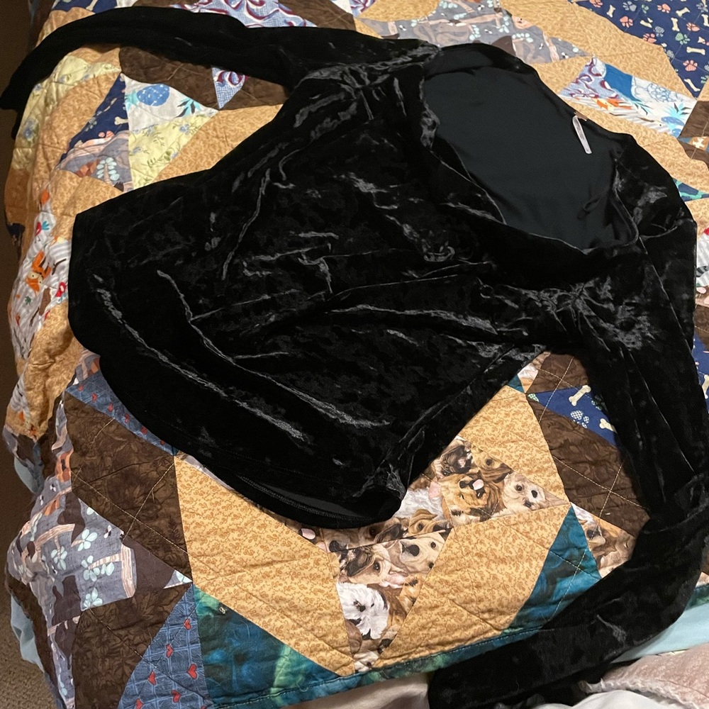 Free people black velvet cowl shirt